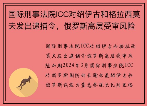 国际刑事法院ICC对绍伊古和格拉西莫夫发出逮捕令，俄罗斯高层受审风险加剧