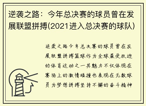 逆袭之路：今年总决赛的球员曾在发展联盟拼搏(2021进入总决赛的球队)