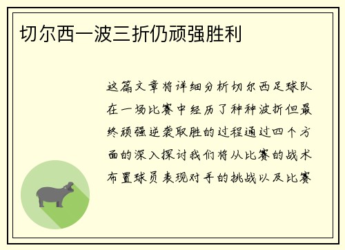切尔西一波三折仍顽强胜利